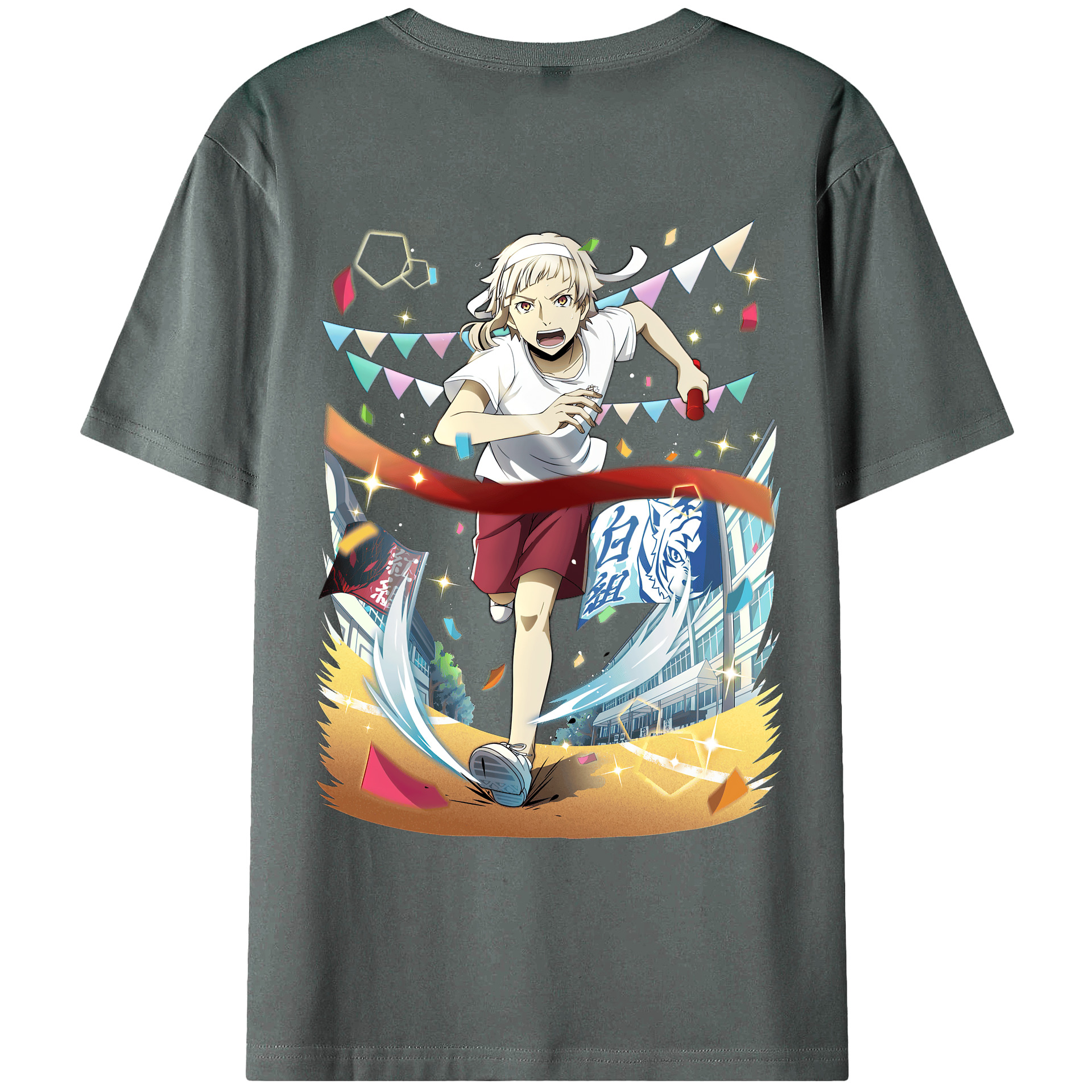 （画像用） 文豪ストレイドッグス Bungo Stray Dogs 綿100％ メンズ半袖Tシャツ（バックプリント） 通気性
